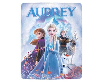 Disney Frozen Princess Inspired Fleece Babytoddler-Kids Blanket Personalized Name Custom Embroidered Anna and Elsa baby shower gift
