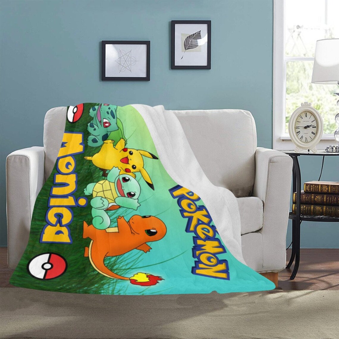 Pokemon Blanket Custom Name Blanket Pokemon gift for kids Etsy