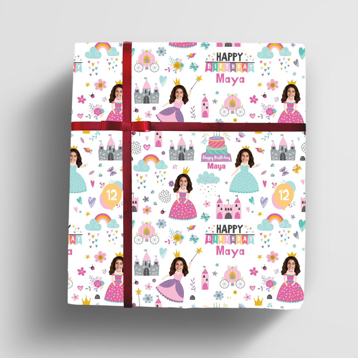 Your face gift wrap Princess wrap paper personalized Etsy