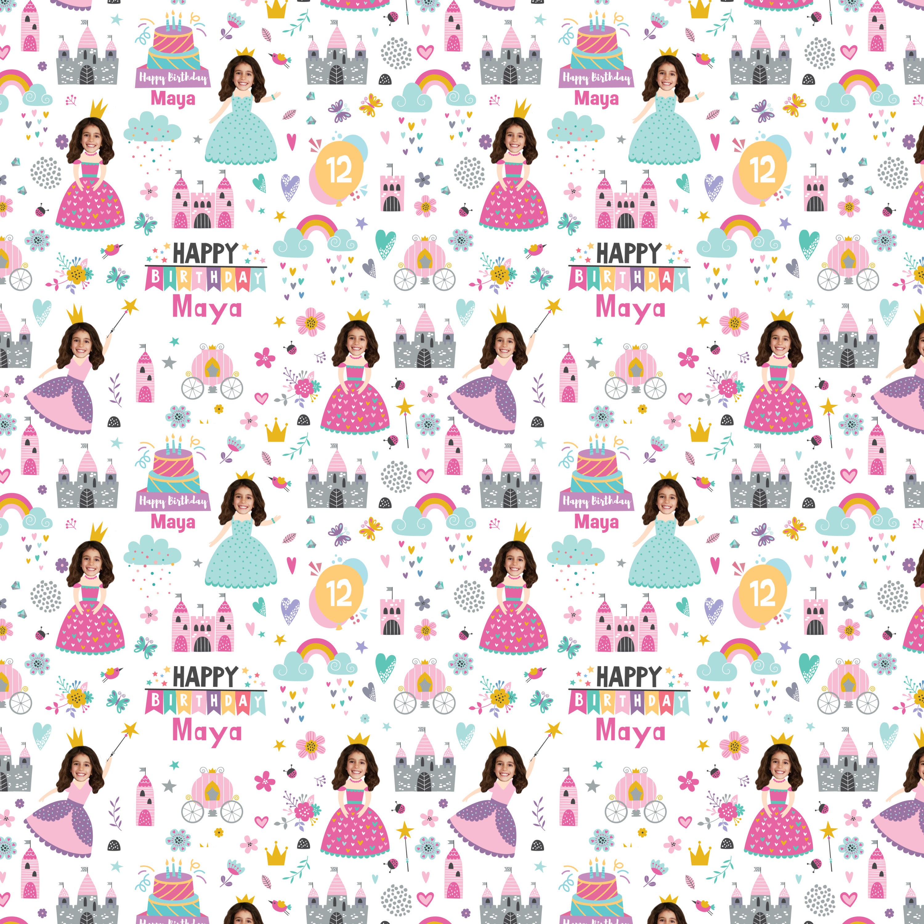 Your face gift wrap Princess wrap paper personalized Etsy