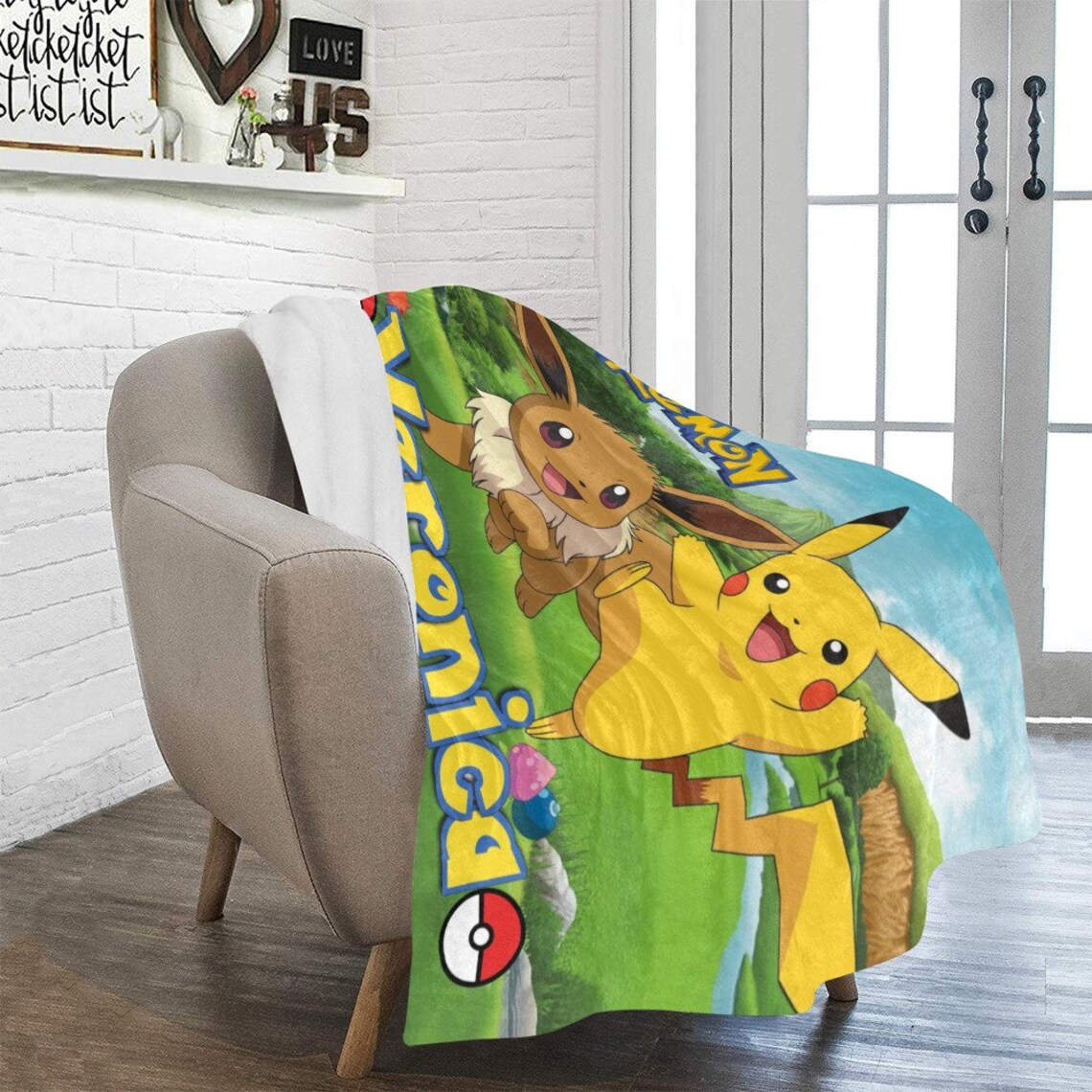 Pokemon Blanket Custom Name Blanket Pokemon gift for kids Etsy