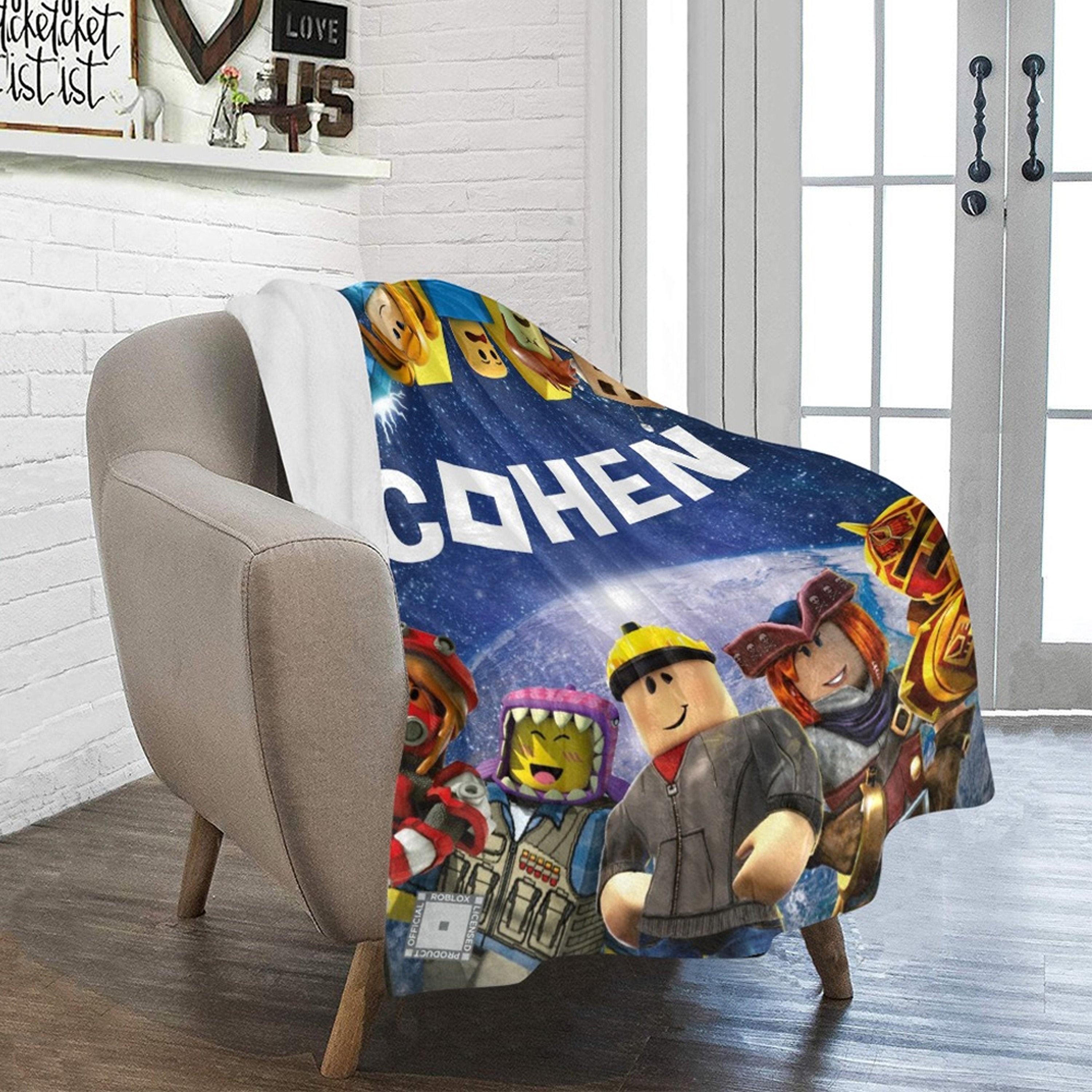 Roblox Blanket Custom Name Roblox Blanket Personalized Etsy