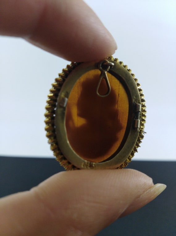 Vintage cameo pendant from 1800 gold-plated with … - image 6