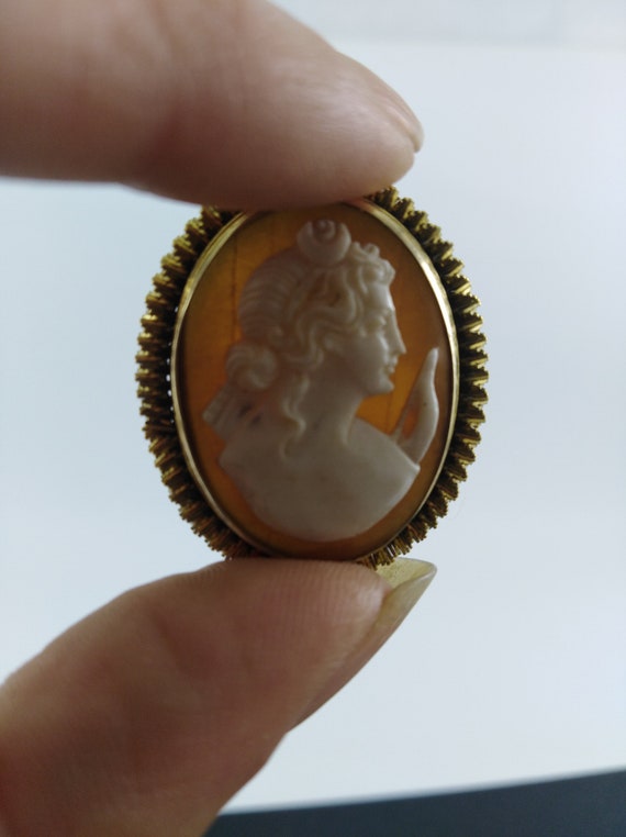 Vintage cameo pendant from 1800 gold-plated with … - image 5