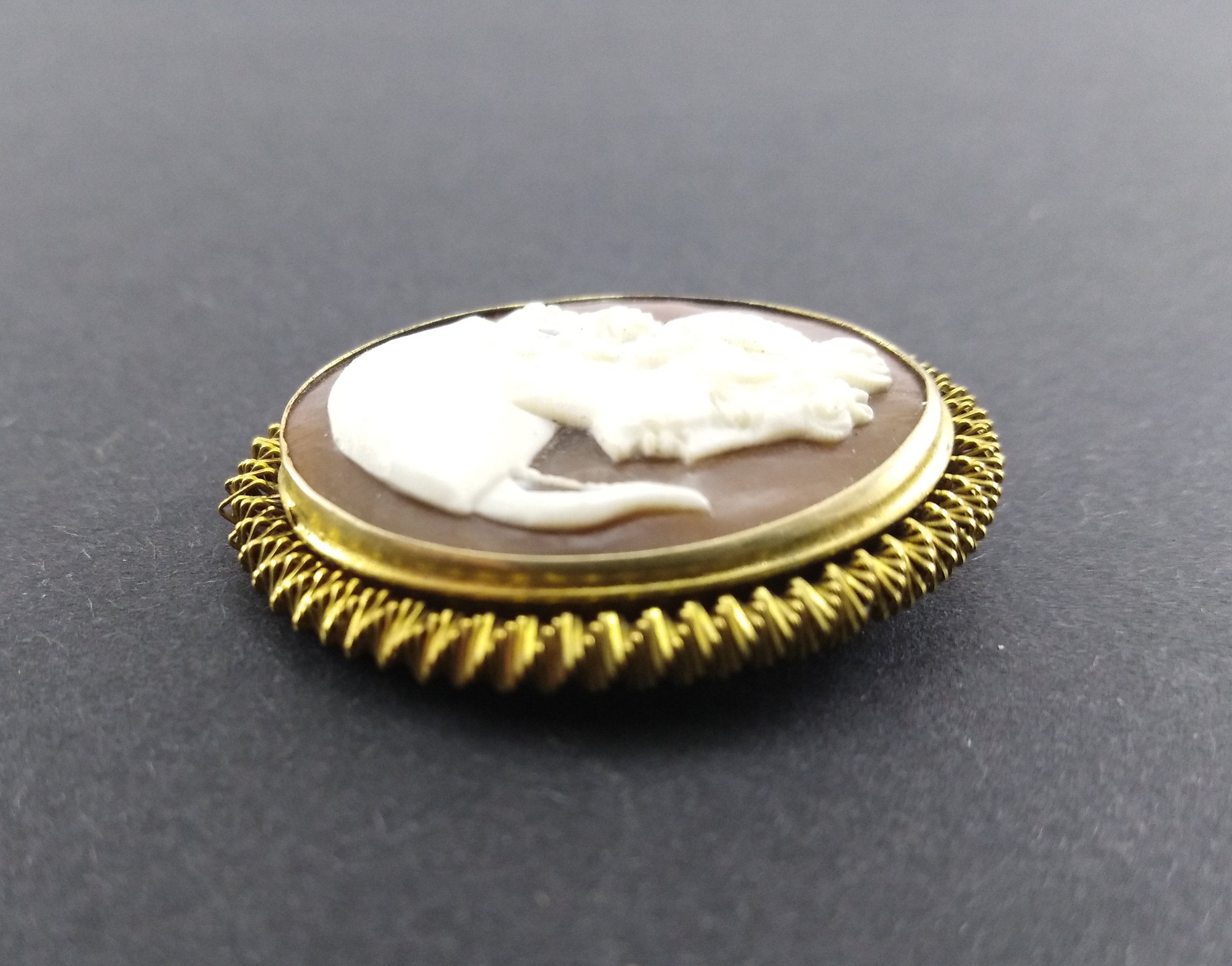 ANCIENNE BROCHE CAMÉE profil féminin celluloïd fermoir pompe bijou vintage 5507 EUR 35,00 - FR
