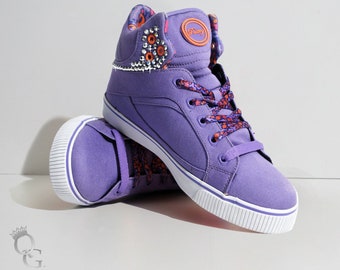 Bling Purple Pastry Hightop Sneakers Preciosa Rhinestones
