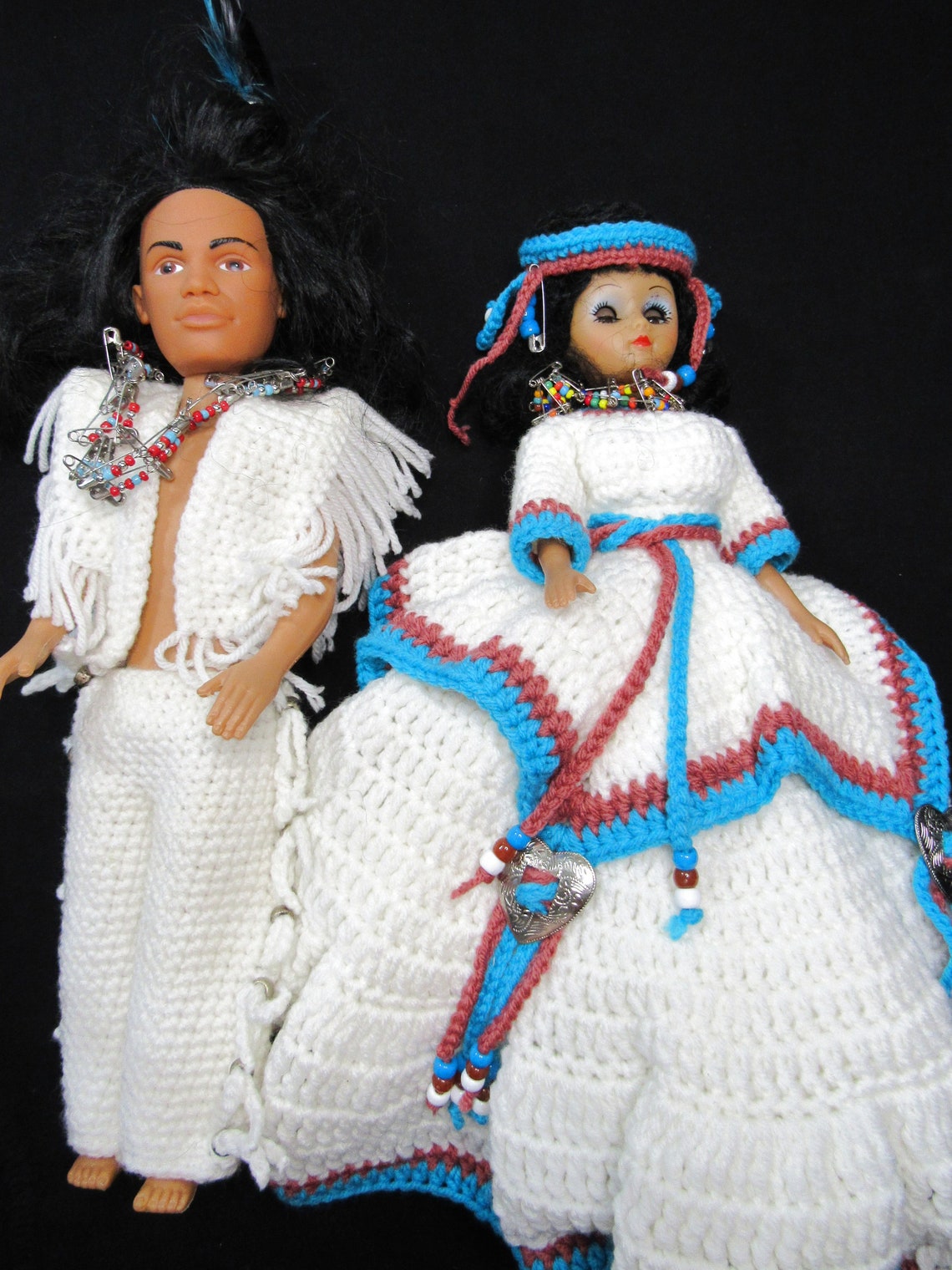 Fiber Craft Chief and Princess Dolls 15 w/ Crochet Etsy