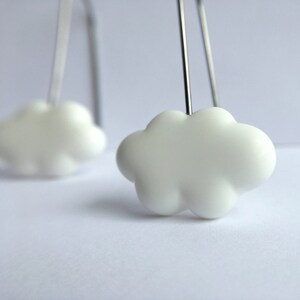 White Fluffy Clouds. One of a kind handmade earrings. image 2