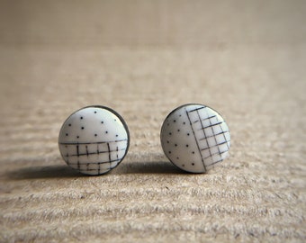 Architecture. Handmade clay stud earrings.
