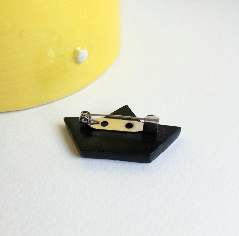 Origami Paper Boat Handmade Polymer Clay Minimalist Brooch Unique Hand Painted Pin Gift
