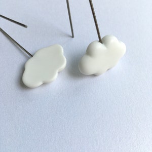 White Fluffy Clouds. One of a kind handmade earrings. image 3