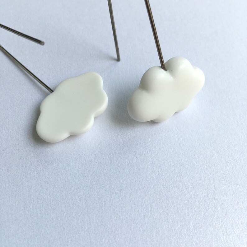 White Fluffy Clouds. One of a kind handmade earrings. image 3