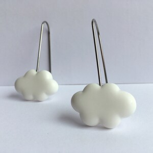 White Fluffy Clouds. One of a kind handmade earrings. image 1