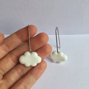 White Fluffy Clouds. One of a kind handmade earrings. image 4