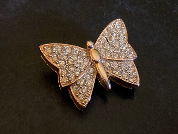 Vintage Eisenberg rhinestone butterfly brooch. Sw… - image 4