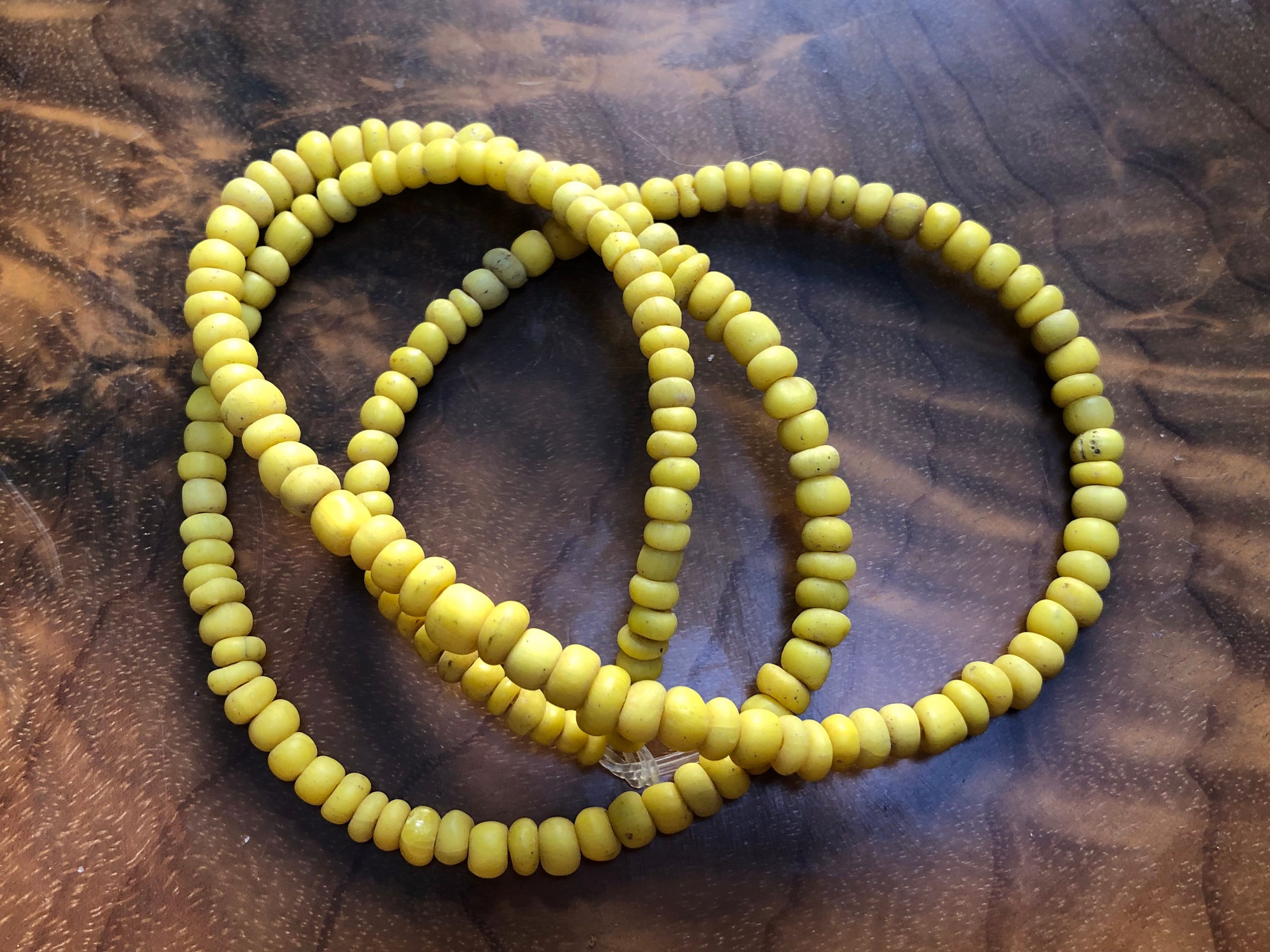 Antique Translucent Golden Green tradewind Indo Pacific Glass bead Necklace Antique Translucent Golden Green tradewind Indo Pacific Glass bead Necklace