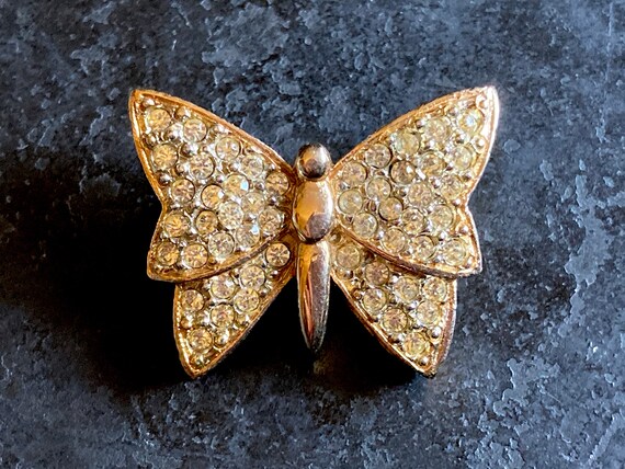 Vintage Eisenberg rhinestone butterfly brooch. Sw… - image 7