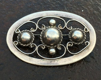 Vintage Mexican sterling silver brooch, signed