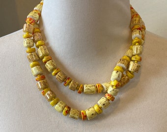 Unusual Czech glass bead necklace, big bold beads