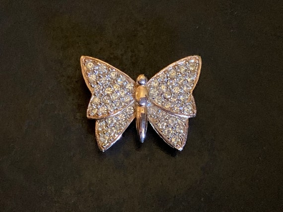 Vintage Eisenberg rhinestone butterfly brooch. Sw… - image 5