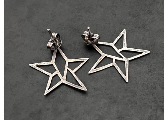 Hand made cut out sterling star stud earrings. Li… - image 6