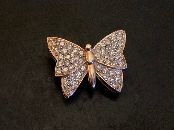 Vintage Eisenberg rhinestone butterfly brooch. Sw… - image 6