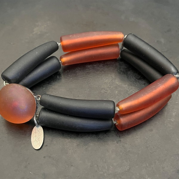 Sent Murano bracelet, handsome statement in black and brown glass