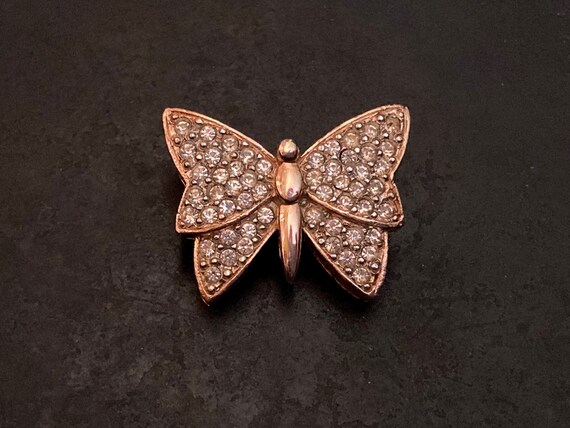 Vintage Eisenberg rhinestone butterfly brooch. Sw… - image 8