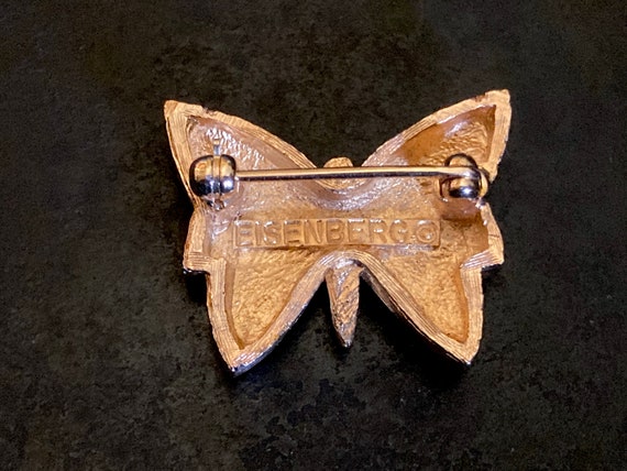 Vintage Eisenberg rhinestone butterfly brooch. Sw… - image 3