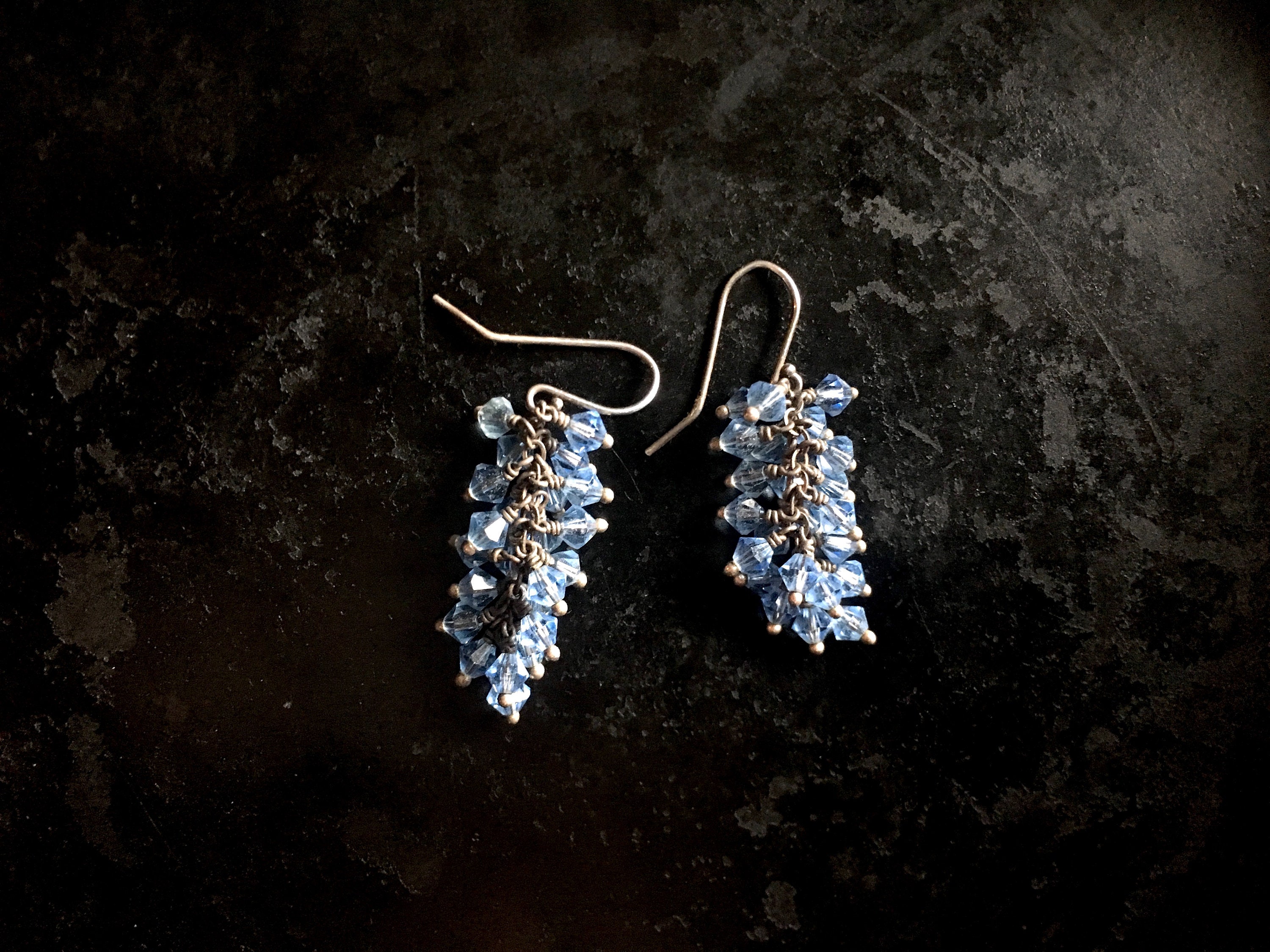 Blue Crystal Dangling Earrings