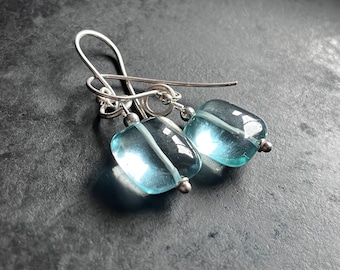 Earrings of Bali sterling and aquamarine