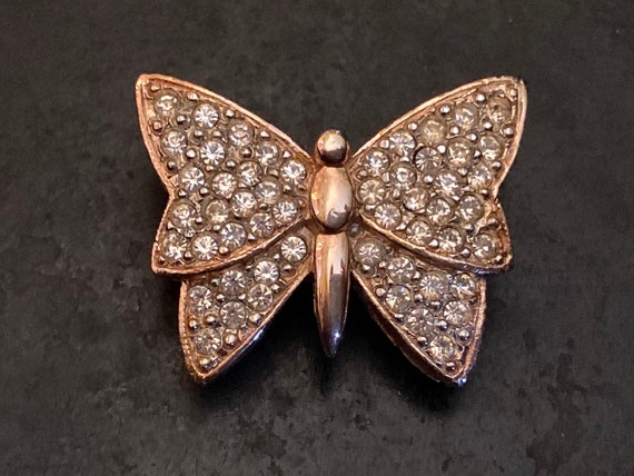 Vintage Eisenberg rhinestone butterfly brooch. Sw… - image 1