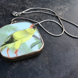 Charming porcelain shard pendant. Semi cubist rooster image 5