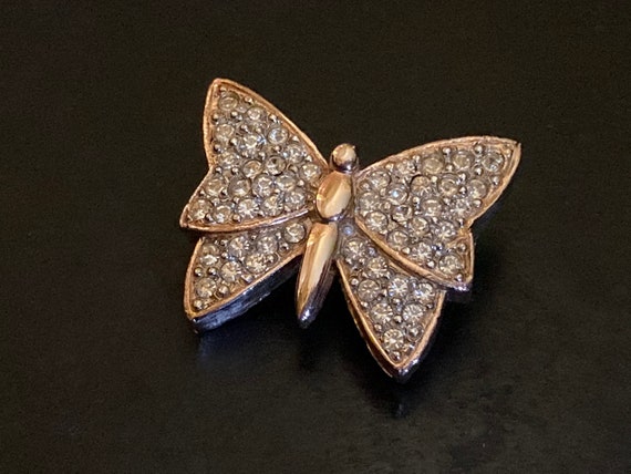 Vintage Eisenberg rhinestone butterfly brooch. Sw… - image 2