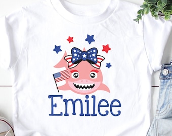 4th of July Shirt Girls , for toddler girl, Fourth of July Tshirts With Name