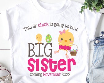 Big Sister Shirt , Easter Big Sister announcement shirt , personalized big sister announcement shirt , easter bunny shirt , big sister gift