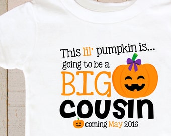 Big Cousin Shirt , Halloween pumpkin shirt , Halloween Shirt cousin, cousin Announcement Shirt  for Halloween