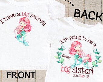 Big Sister Shirt, Personalized Mermaid Shirt, Big Sister Gift, Big Sister announcement shirt , mermaid shirt , personalized mermaid shirt