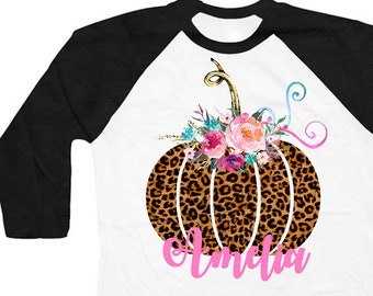 Pumpkin Shirt , Pumpkin Shirt Girls , Personalized Pumpkin Shirt For Girls , Animal Print Pumpkin Shirt , Fall Shirts For Girls