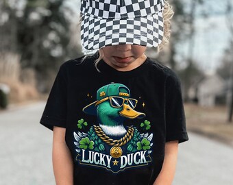 St Patrick's Day Shirt, For Boys, Shamrock Shirt, Lucky Duck Shirt For Toddler Boys, Kids St Patrick's Day Shirt