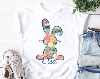 Easter Shirt For Girls , Personalized Easter Shirt For Girls , Girls Personalized Easter Shirt , Easter Bunny shirts , Floral Shirts Girls