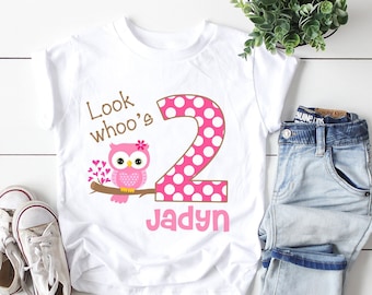 2nd Birthday Shirt , Personalized 2nd Birthday Shirt , 2nd Birthday Shirt Girls , Owl birthday shirt , second birthday shirt for girls