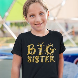 Big Sister Shirt, Big Sister To Be, Big Sister Gift, Shirt For Big Sis, Gold Glitter Shirt For Big Sister
