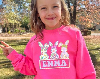 Easter Shirt, For Girls, Personalized with name, Easter Bunny Shirt, Easter Gift For Girl, Sweatshirt For Girls