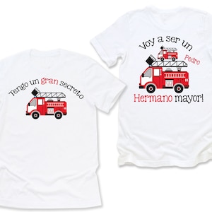 Big Brother Shirt Spanish, Hermann mayor, with name, firetruck tshirt, pregnancy announcement gift