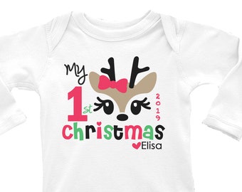 First Christmas Outfit - First Christmas Outfit Girl - My First Christmas Outfit Baby Girl - Personalized 1st Christmas Bodysuit Gift