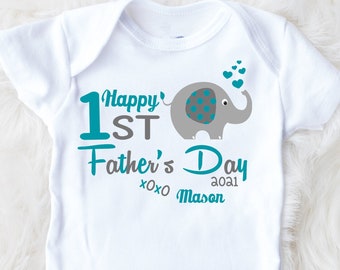 Personalized First Fathers Day Gift from baby, dad gifts, elephant shirt, with name