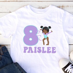 8th birthday shirt for girls, gymnastics birthday tshirt, eight birthday t-shirt , personalized with name