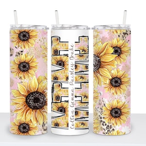Mimi tumbler , with names, Sunflower gifts, for her, with straw and Lid