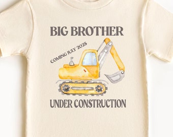Big Brother Shirt, For Boys, Personalized due date, Big Brother Under Construction, Baby shower Gift Big Bro To Be, pregnancy announcement